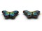 2 23mm Purple and Blue Butterflies Cloisonne Metal Butterfly Beads